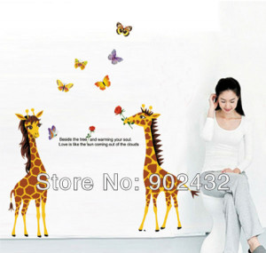 June 2013 New Arrival Cute Giraffe Couple with Quotes Vinyl Wall ...