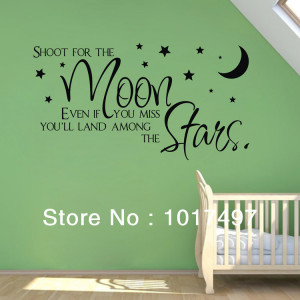 hot sell on ebay shoot for the moon star wall quote sticker for kids ...