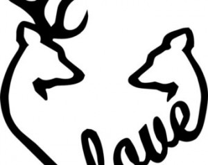 Browning Love Heart Deer Buck and Doe vinyl decal