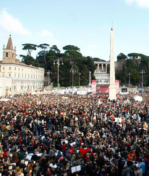 ... Silvio Berlusconi during a protest in Rome Sunday, Feb. 13, 2011