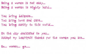 Wrote this for International Women's Day (March 8 2011)....