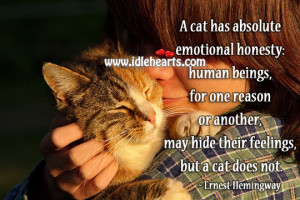 cat has absolute emotional honesty: human beings, for one reason or ...