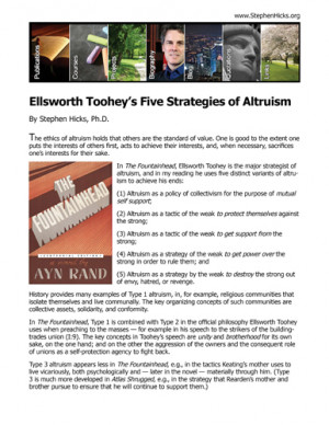 My original post on Toohey’s five strategies of altruism has been ...