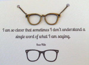 Geek Glasses Necklace with Oscar Wilde Quote. $15.00, via Etsy.