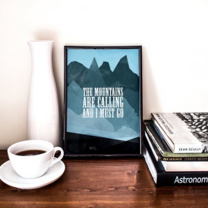 The Mountains are Calling A fun print for the snowboarder in your life ...