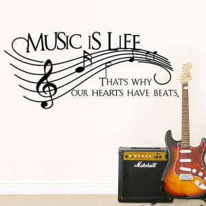 ... : Home » Shop » Bedroom » Music is life Wall Quote Stickers Decals