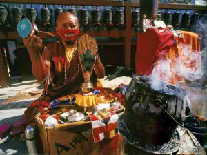 Click to enlarge - Monk Reciting Mantras At Boudhanath Kathmandu Nepal ...