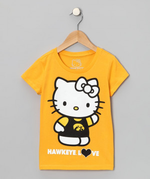 Yellow Iowa 'Hawkeye Love' Hello Kitty Tee - Girls