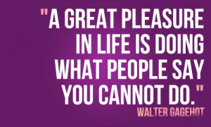 great pleasure in life is doing what people say you cannot do.