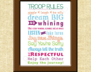 Girl Scouts Troop Rules Subway Art Printable Wall Art by ...