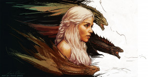 Game of thrones Daenerys Targaryen art fantasy dragon dragons ...