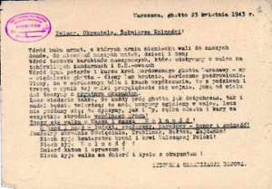 Warsaw Ghetto Resistance appeal to residents: