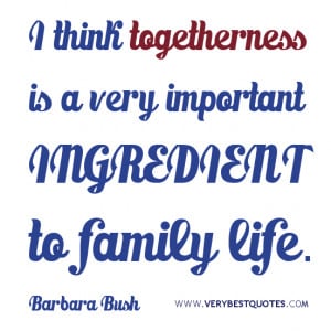 fAMILY QUOTES, I think togetherness is a very important ingredient to ...