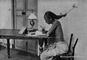 Studying Hindu Brahmin Funny and Old Unseen, Old Photo