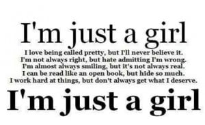 cute, girl, im just a girl, love, pretty, quote, quotes