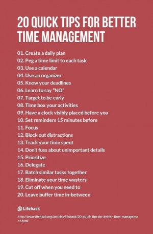 20 Quick Tips For Better Time Management ( although this did not have ...