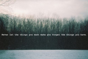 Never Let The Thing You Want Make You Forget The Things You Have