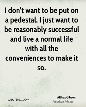 don't want to be put on a pedestal. I just want to be reasonably ...