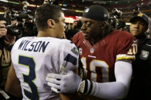 Russell Wilson greets Redskins QB Robert Griffin III after Sunday's ...