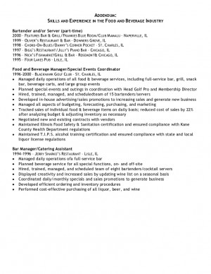 food and beverage server resume