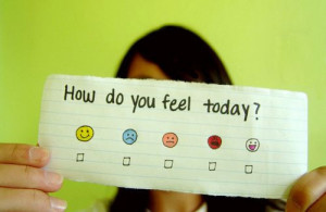 feel, happy, nervous, sad, today