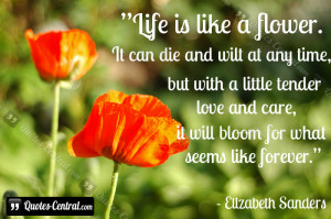 Life is like a flower. It can die and wilt at any time, but with a ...