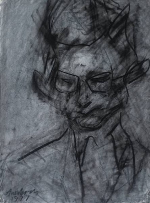 Frank Auerbach German Born 1931 Portrait Of Christopher Dark picture