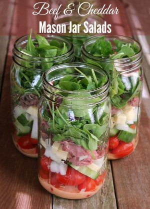 Beef and Cheddar Mason Jar Salads 288 calories and 7 weight watchers ...