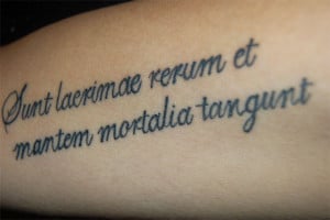 latin quote tattoo design on sleeve