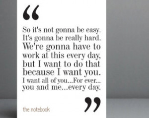 The Notebook Movie Quote. Typography Print. 8x10 on A4 Archival Matte ...