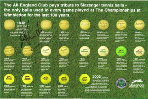 ... signed by Tim Henman showing the development of Slazenger tennis balls