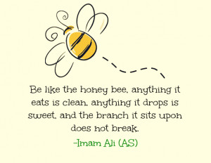 Be like the honey bee, anything it eats it eats is clean, anything it ...