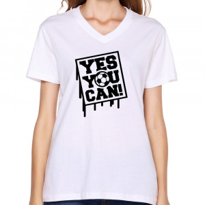 Shirt Women yes you can soccer design Personalize Cool Quotes Girl T ...