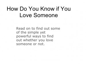 How do you know if you love someone