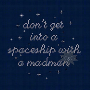 Doctor Who quote cross stitch sampler pattern - 'Don't get into a ...