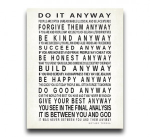 Do It Anyway Quote by Mother Teresa Print Typography Art Inspirational ...