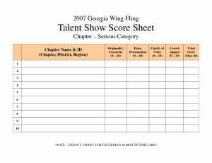 Talent Show Score Sheet Template