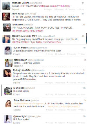 African Celebrities Pay Tribute to Late US Actor, Paul Walker