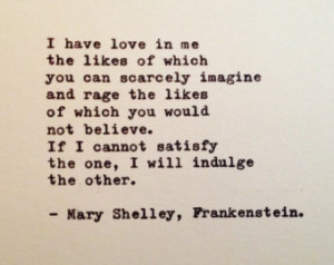 Frankenstein Quote by Mary Shelley Typewritten Greeting Card ...