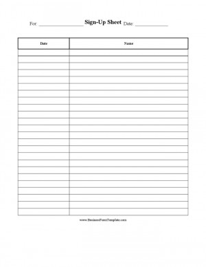 Blank Sign Up Sheet Template