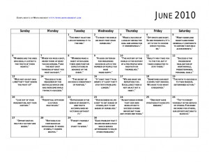 Free printable monthly calendar June 2010