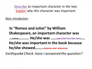 DECIDE : Describe an important character. Explain why this character ...