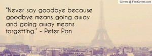 Never say goodbye because goodbye means going away and going away ...