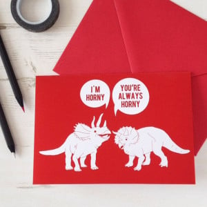 Valentine's Card Funny Horny Dinosaurs. Red by NewtonAndTheApple, £3 ...