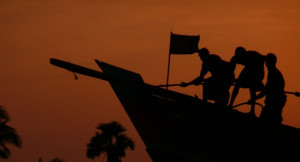 Wooden ship on the Rupsa River (Bangladesh)