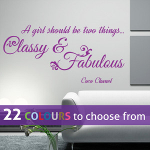 CLASSY and FABULOUS girl CC Coco Chanel fashion quote wall sticker ...