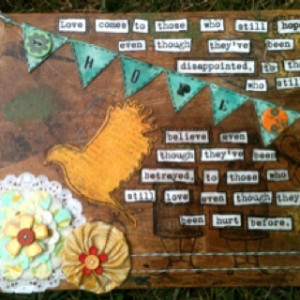Quote about hope in canvas using goodies from Precocious Paper @Tessa ...
