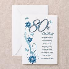 80th birthday in teal Greeting Card for