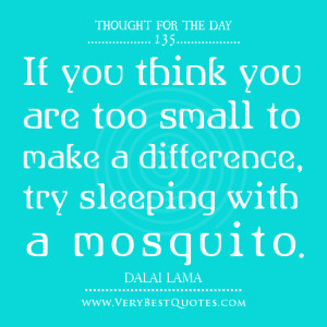 ... to make a difference, try sleeping with a mosquito, Dalai Lama quotes