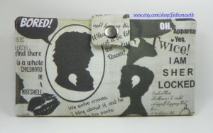 Handmade Sherlock Long Wallet BiFold Clutch - Sherlock Quotes